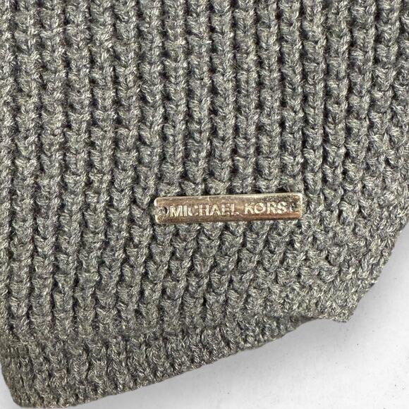 Michael Kors Women's L Oversized Waffleknit Cowl Sweater Charcoal Pullover - Picture 4 of 6